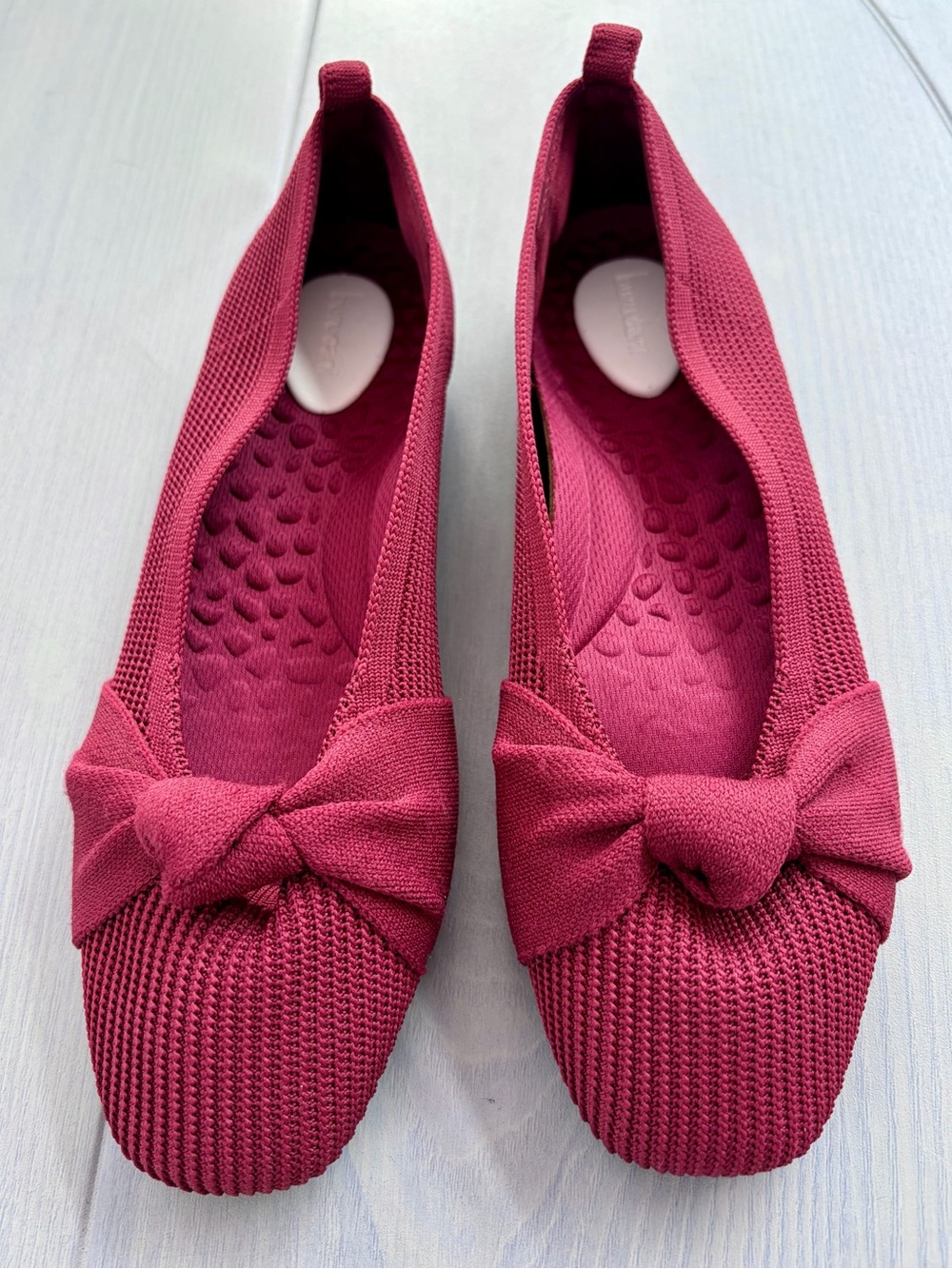 Bow-Front Knit Comfort Ballet Flats in Berry for Women Size 7.5 💕🌸